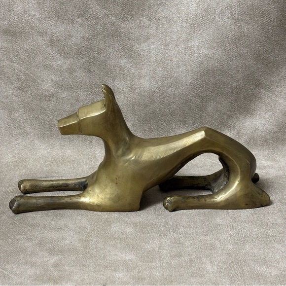 Brass Modernist Art Greyhound Dog Figurine Statue - Picture 1 of 7